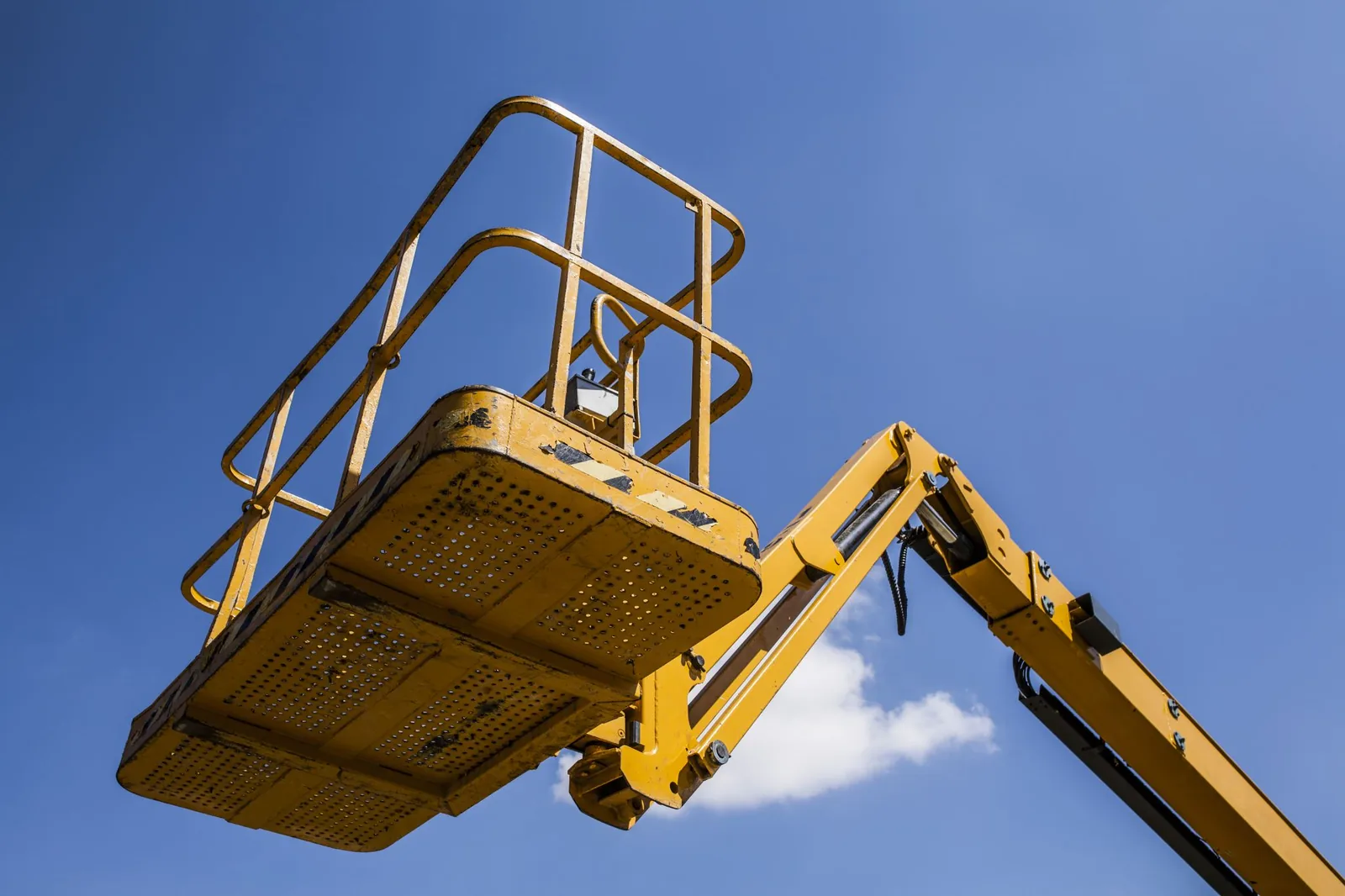 Cell-tower maintenance bucket truck in the field